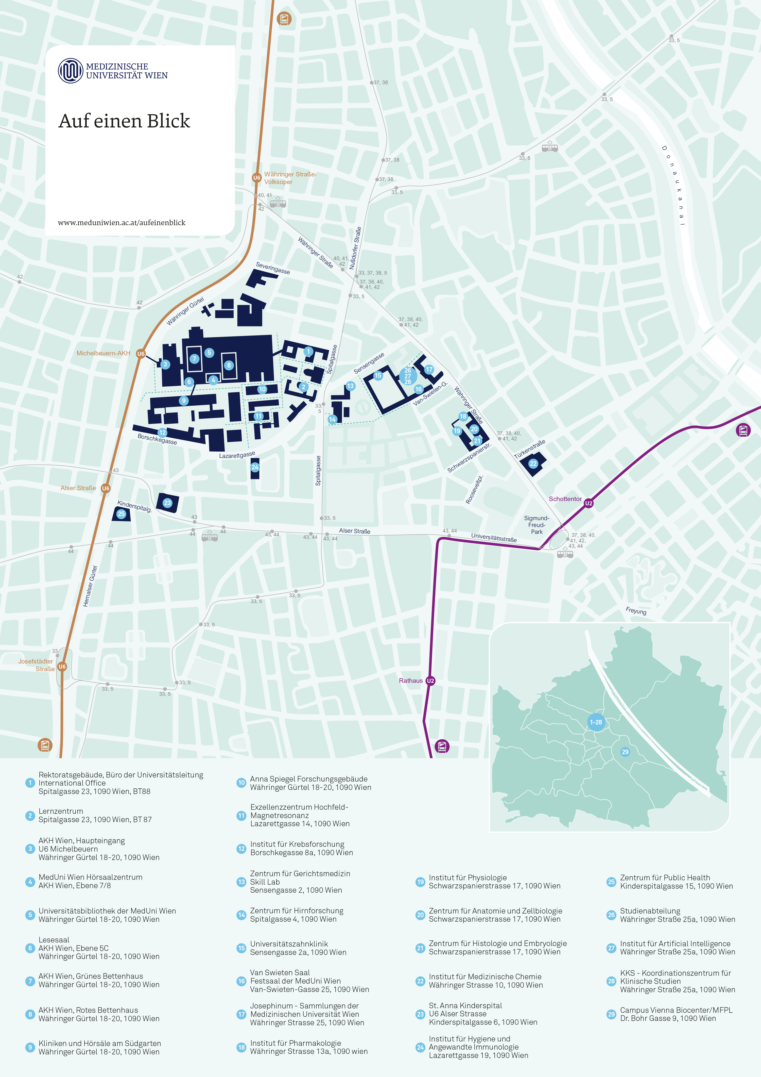 Übersichtsplan der MedUni Wien